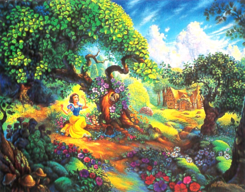 ディズニーアニメーションの絵画作品　タイトルは、白雪姫
